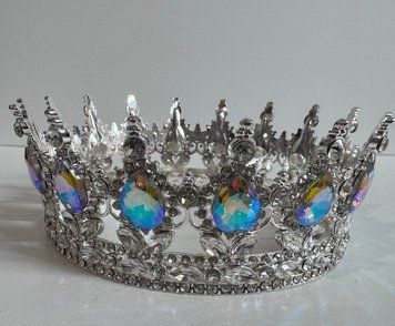 Кондитерское украшение &laquo; Корона Серебряная с голографическими камешками&raquo; КР-003 фото