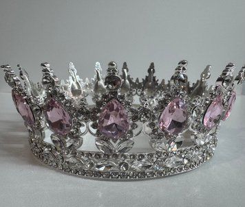 Кондитерское украшение &laquo; Корона Серебряная с розовыми камешками&raquo; КР-004 фото